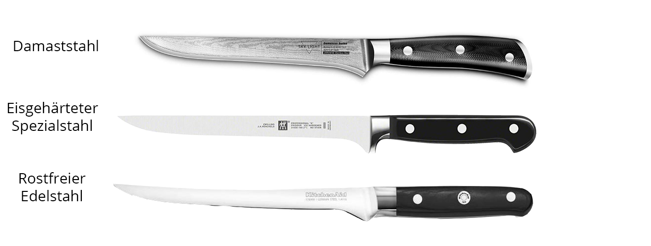 Filetiermesser Stahlarten
